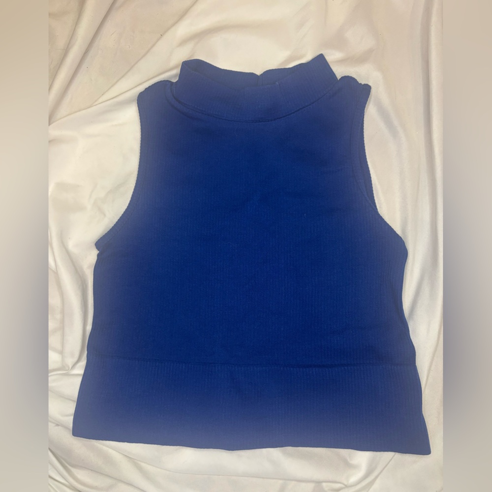 Blue Sleeveless Women's Top one size gym sports bra
